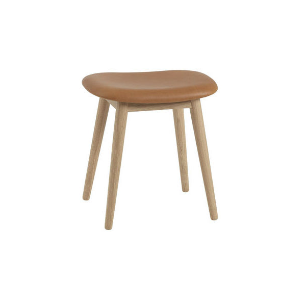 Muuto Fiber Stool Wood Base Leather