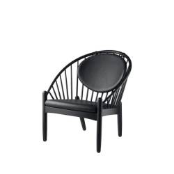 J166 Jørna nojatuoli, musta / nahkaverhoiltu