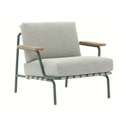 Settle Outdoor Lounge Chair, Ribbed Weave 2/ dark green