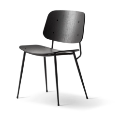 Søborg Chair, musta metallirunko + musta tammi